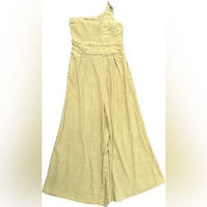 ANRABESS Women's One Shoulder High Waist Casual Wide Leg Linen Jumpsuit romper